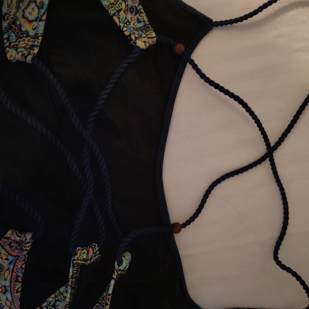 Victoria's Secret Monokini Mosaic Garden Teal Blue Green lace up swimsuit - Picture 7 of 8